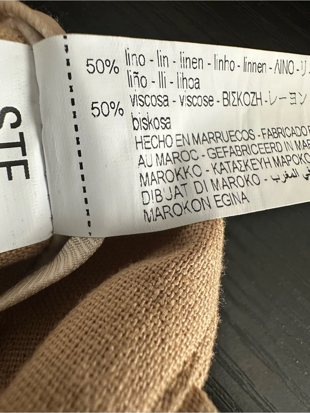 Zara Linen Blend Cuffed Tan Trouser Pants size Small